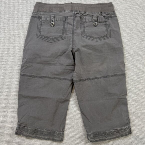 Apt 9 Womens Gray Cargo Capris Sz 6 Drawstring Multiple Pockets Zippers Utility - Picture 2 of 13
